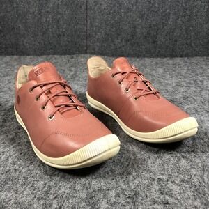 KEEN Womens 9 Pink Leather Walking Shoes Low Top Comfort Casual Sneakers